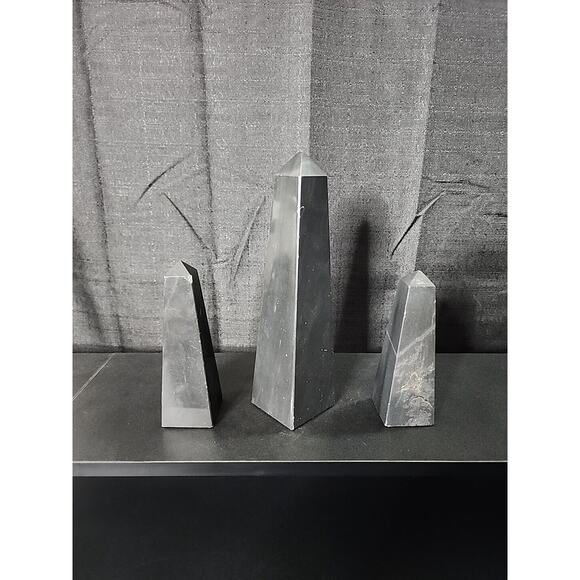 Vintage Black Marble Stone Obelisk Tower 6lb 10